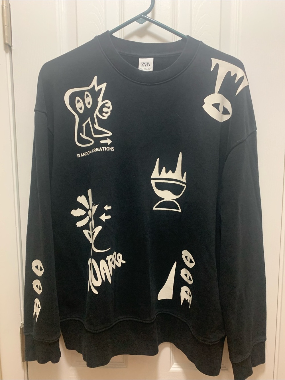 Zara Black Crewneck Random Creations Sweatshirt